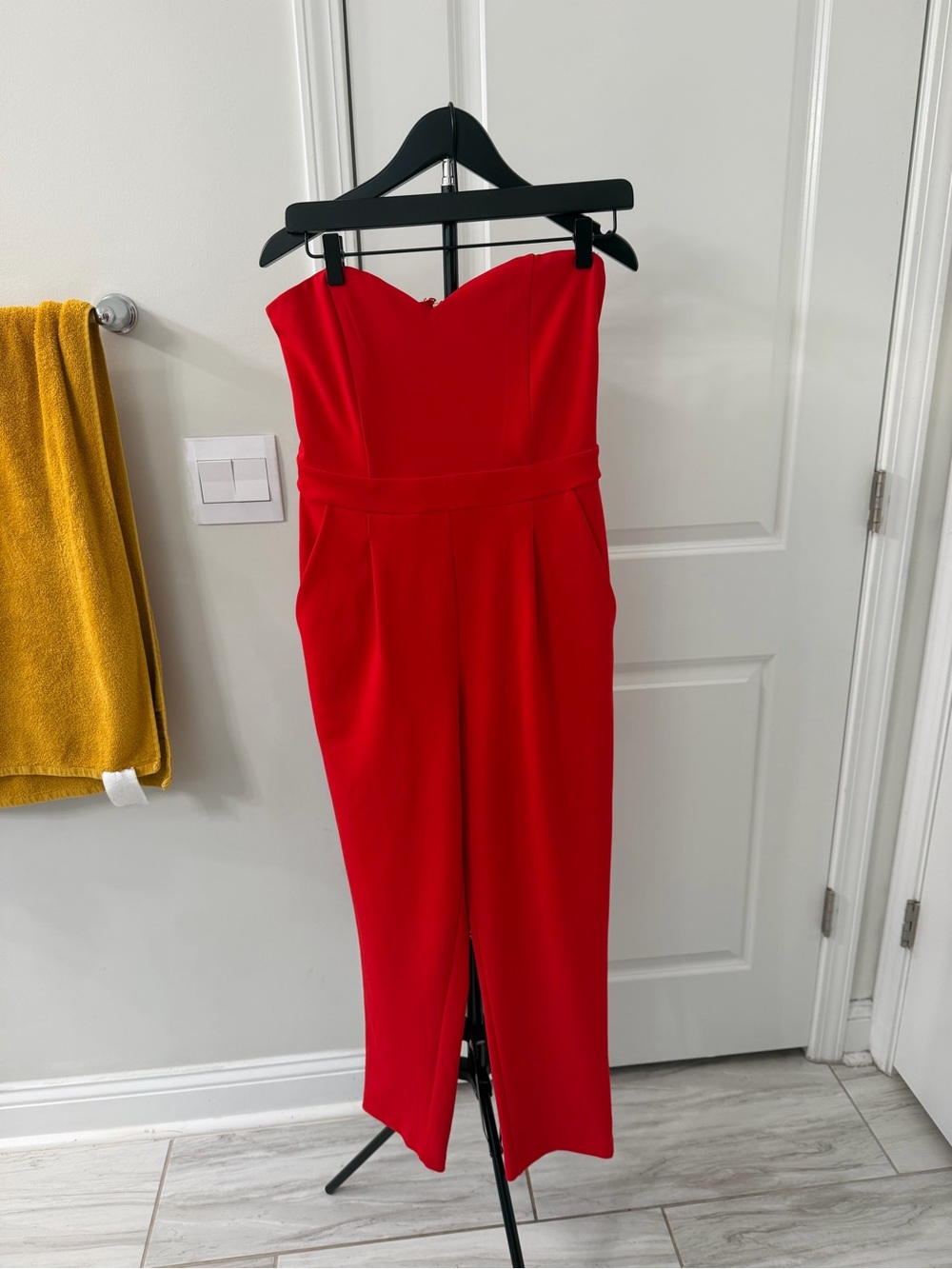 Express Red Strapless Jumpsuit Size 6